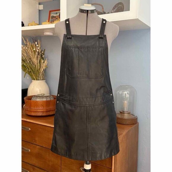 Zadig & Voltaire Lamb Leather Mini Overall Romper Dress Black Size S - Picture 1 of 9